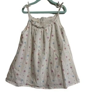 TOUGHSKINS Youth Girls‎ Lrg White Floral Ruffled Tie Strap Tank Top Summer Play